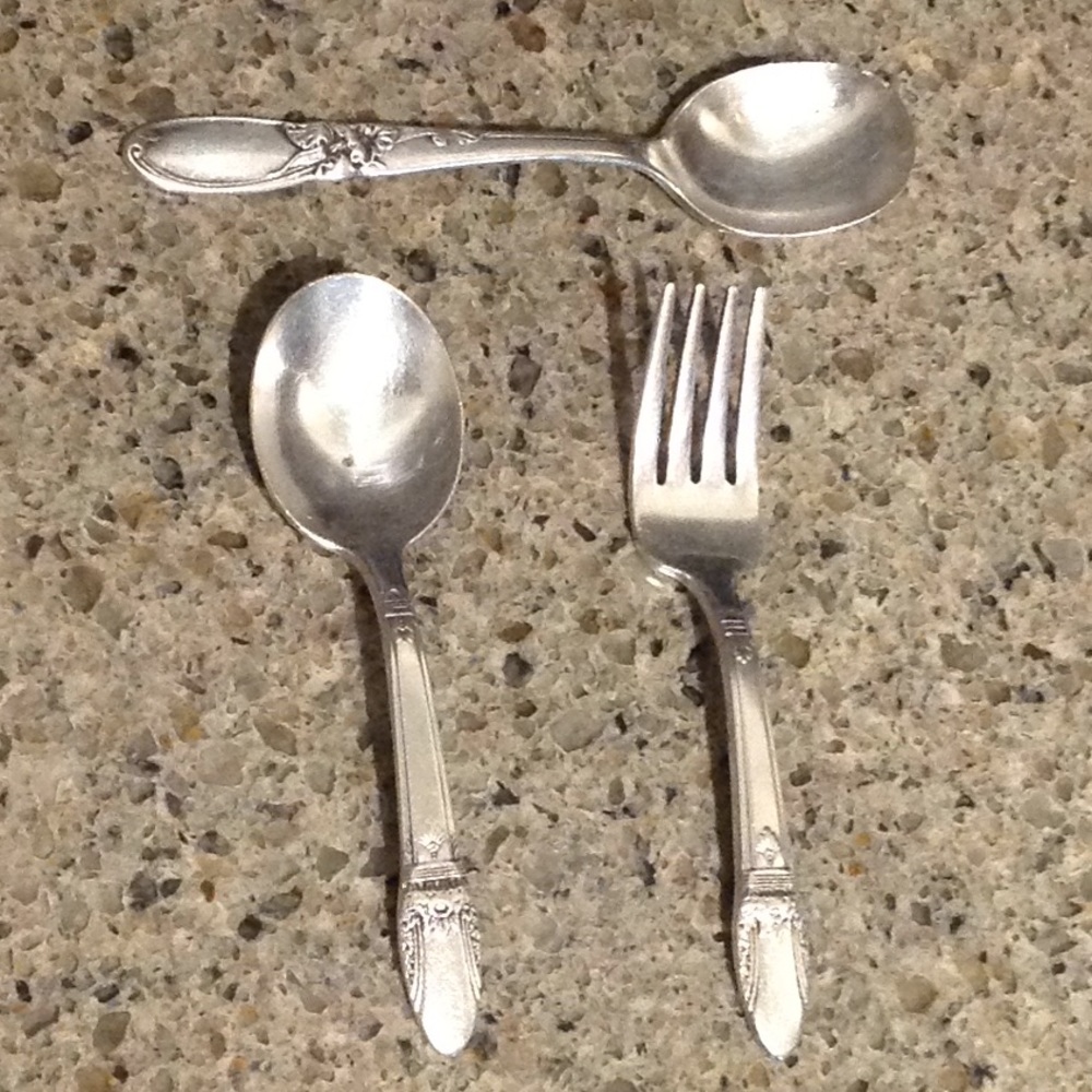 Vintage Silverplate Toddler Flatware, 3 Pieces